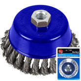 BlueSpot Twist Knot Wire Cup Brush Rust Paint Removal M14 x 2 100mm 4"